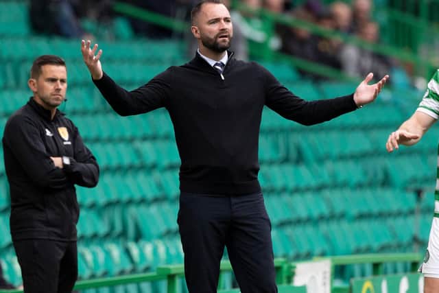 Dundee manager James McPake despaired of his team's defending in the 6-0 crushing by Celtic...and of a question on his future amid links to MK Dons after it. (Photo by Craig Williamson / SNS Group)