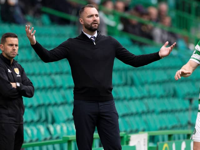 Dundee manager James McPake despaired of his team's defending in the 6-0 crushing by Celtic...and of a question on his future amid links to MK Dons after it. (Photo by Craig Williamson / SNS Group)