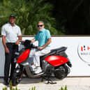 Hero World Challenge host Tiger Woods and Dr Pawan Munjal,  the chairman, managing director and CEO of Hero MotoCorp, pictured at Albany in the Bahamas. Picture: Hero MotoCorp