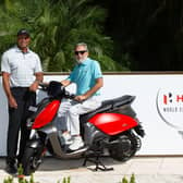 Hero World Challenge host Tiger Woods and Dr Pawan Munjal,  the chairman, managing director and CEO of Hero MotoCorp, pictured at Albany in the Bahamas. Picture: Hero MotoCorp