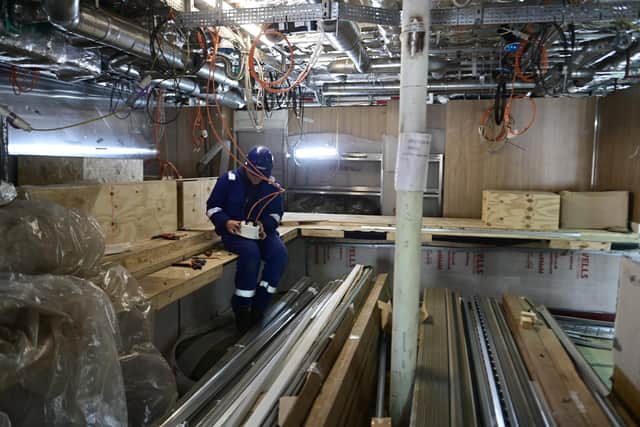 The galley and servery taking shape on deck five of Glen Sannox last week. Picture: John Devlin