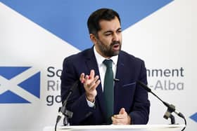 First Minister Humza Yousaf holds a press conference at Drum Brae Library Hub in Edinburgh. Picture: Jeff J Mitchell/Getty Images
