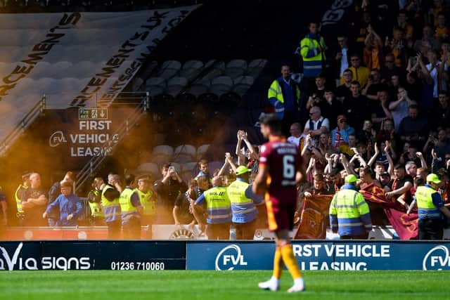 Motherwell fans at St Mirren. Picture: SNS