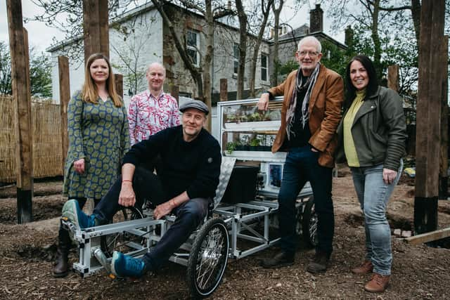 Dandelion team members Fiona Dalgetty, Donald Shaw, Angus Farquhuar, Neil Butler and Jen Howard-Coombes visited the GalGael Trust in Glasgow to launch the nationwide celebration of food growing and culture. Picture: Andrew Cawley