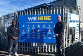 Deal: Prestonfield branch manager Richard Harley (r) with HSS' Ayoola Oduyelu.