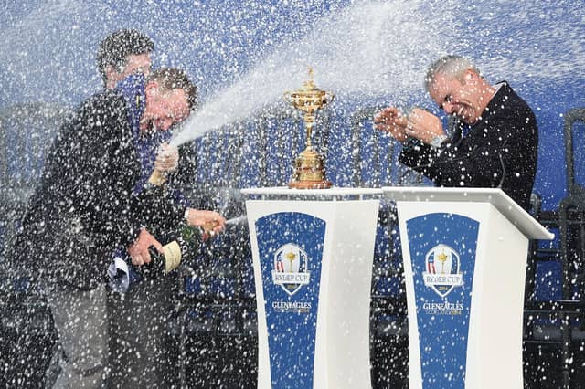Europe’s golfers celebrate winning the Ryder Cup at Gleneagles, one of a host of events held in Scotland in 2014 (Picture: Ian Rutherford)