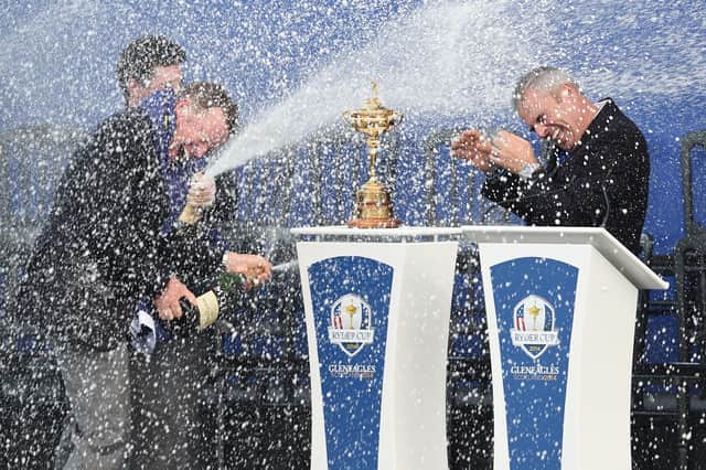 Europe’s golfers celebrate winning the Ryder Cup at Gleneagles, one of a host of events held in Scotland in 2014 (Picture: Ian Rutherford)