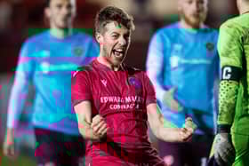 Brora's Martin MacLean celebrates his side's historic win over Hearts at full time. (Photo by Ross Parker / SNS Group)
