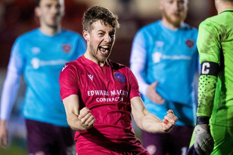Brora's Martin MacLean celebrates his side's historic win over Hearts at full time. (Photo by Ross Parker / SNS Group)
