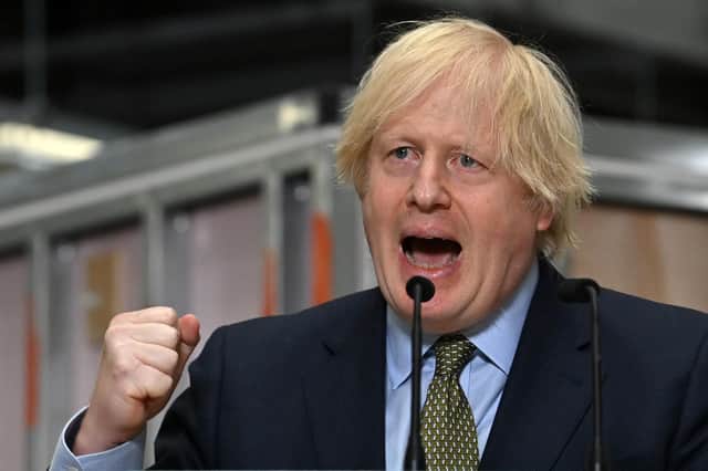 Prime Minister Boris Johnson giving a speech during a visit to Dudley College of Technology in Dudley