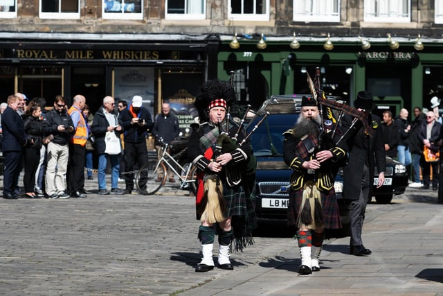 Pipers during a memorial service for legendary Scottish boxing world champion Ken Buchanan MBE at St Giles Cathedral