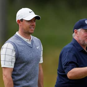 Martin Gilbert pictured with Rory McIlroy during the pro-am for the 2019 Aberdeen Standard Investments Scottish Open at The Renaissance Club. Picture: Kevin C. Cox/Getty Images.