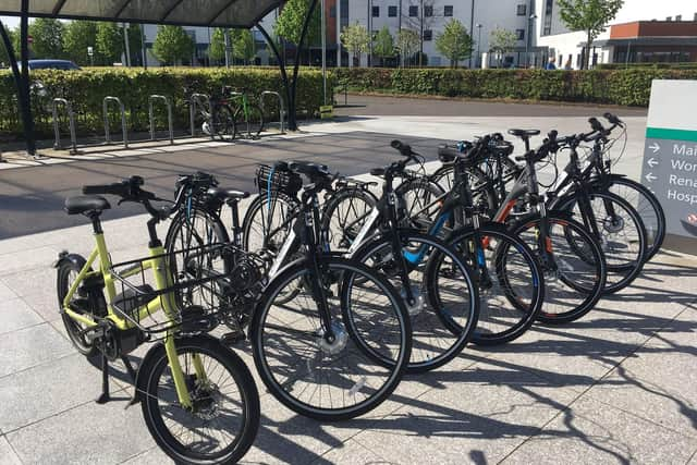 The e-bike "library" at Forth Valley Royal Hospital. Picture: Forth Environment Link