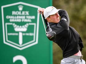 Craig Howie hits his tee shot on the second hole during day three of the Rolex Challenge Tour Grand Final supported by the R&A at T-Golf & Country Club in Mallorca. Picture: Octavio Passos/Getty Images.