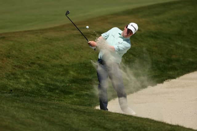 Bob MacIntrye plays from a sand area on the seventh hole during the second round of the 2021 PGA Championship at Kiawah Island. Picture: Patrick Smith/Getty Images.
