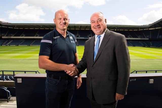 Scotland coach Greg Townsend with SRU chief executive Mark Dodson. Picture: Paul Devlin/SNS