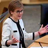 First Minister Nicola Sturgeon during First Minister's Questions at the Scottish Parliament in Holyrood. Picture: Jeff J Mitchell/PA Wire