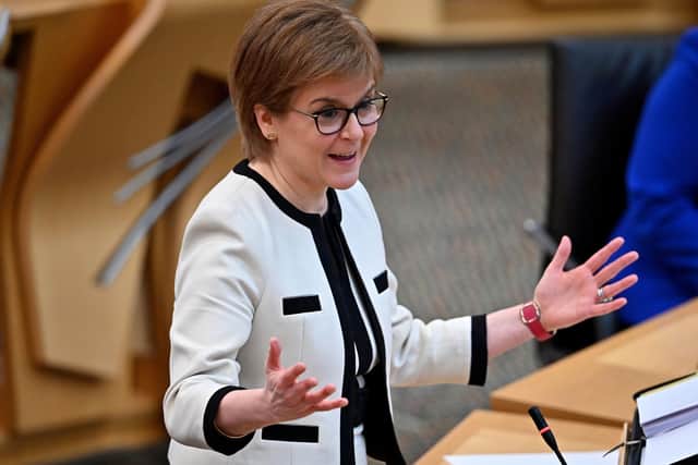 First Minister Nicola Sturgeon during First Minister's Questions at the Scottish Parliament in Holyrood. Picture: Jeff J Mitchell/PA Wire