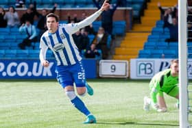 Kyle Lafferty rejoined the club earlier this year and returned to goalscoring form with eight goals so far lifting Killie to the top of the second tier. (Photo by Sammy Turner / SNS Group)