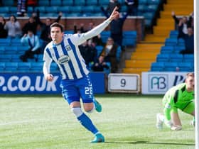 Kyle Lafferty rejoined the club earlier this year and returned to goalscoring form with eight goals so far lifting Killie to the top of the second tier. (Photo by Sammy Turner / SNS Group)