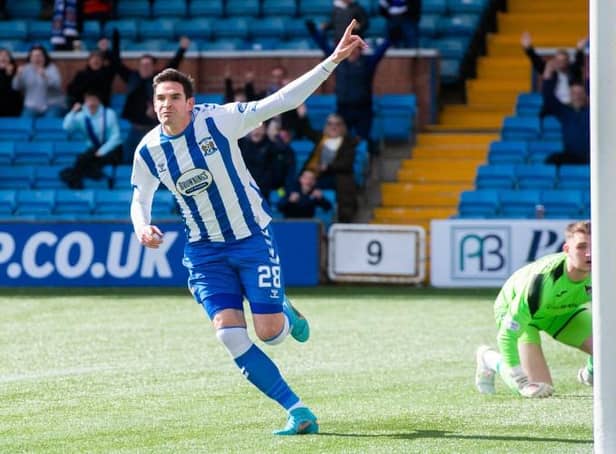 Kyle Lafferty rejoined the club earlier this year and returned to goalscoring form with eight goals so far lifting Killie to the top of the second tier. (Photo by Sammy Turner / SNS Group)