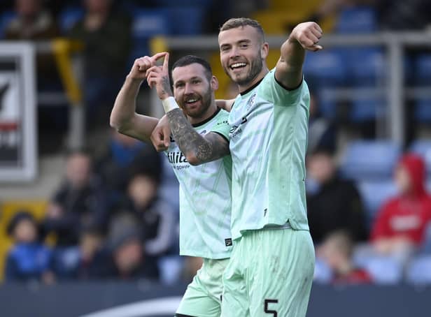 Hibs' Martin Boyle celebrates with Ryan Porteous after making it 2-0 in the win over Ross County. (Photo by Rob Casey / SNS Group)