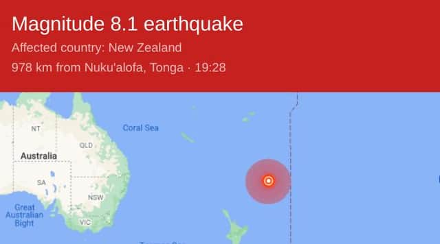 Kermadecs earthquake - the third earthquake to hit New Zealand in the last 12 hours. Tsunami warning is in place.
