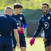 Jacob Brown, right, is vying for a place up front in the Scotland set-up.