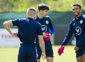 Jacob Brown, right, is vying for a place up front in the Scotland set-up.