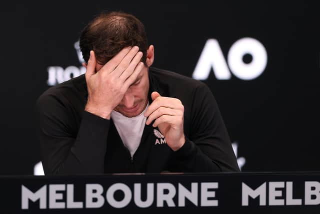 Andy Murray speaks to the media after his first-round defeat by Tomas Martin Etcheverry at the Australian Open.