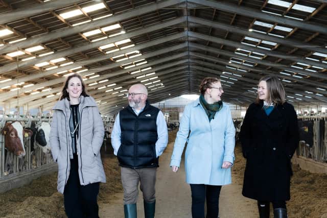 Nicky Deasy (investment director), Ross McDermid (Biotangents), Fiona Marshall (Biotangents), and Jill Arnold (Eos). Picture by Stewart Attwood