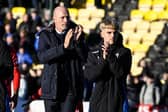Rangers manager Philippe Clement and Ross McCausland applaud the supporters at full time.