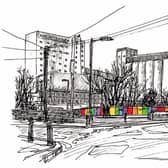 The rainbow bridge, Leith, by Edinburgh Sketcher