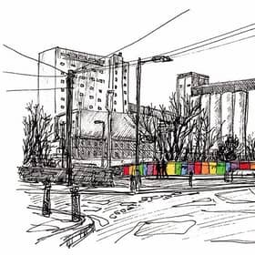 The rainbow bridge, Leith, by Edinburgh Sketcher