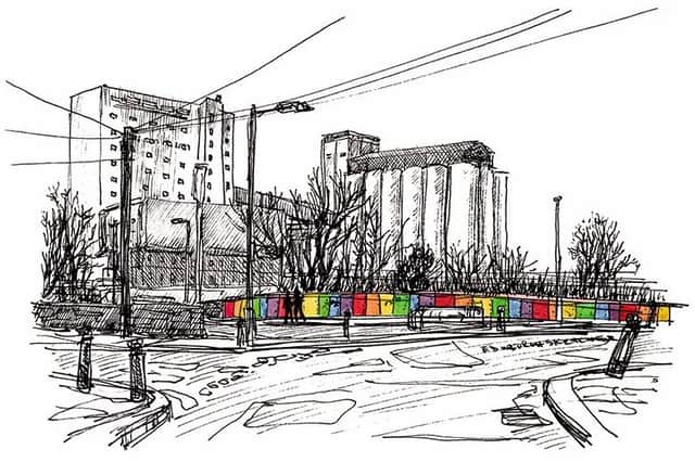 The rainbow bridge, Leith, by Edinburgh Sketcher