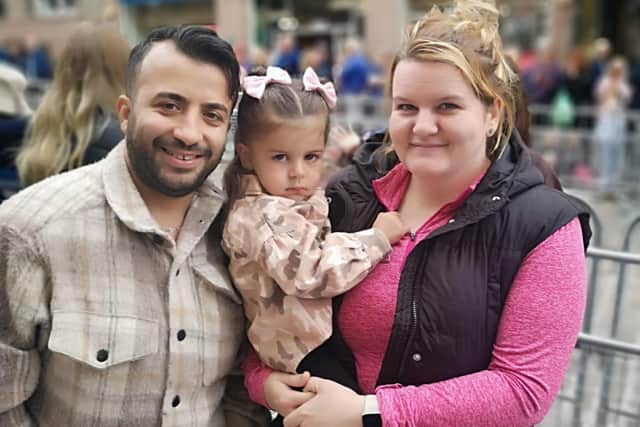 Noufel and Jade Bonner with three-year-old Charlotte