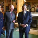 King Charles III poses during an audience with the Prime Minister of St Vincent and the Grenadines, Ralph Gonsalves, and Mrs Eloise Gonsalves, at Balmoral Castle. Picture: John Linton-Pool/Getty Images