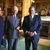 King Charles III poses during an audience with the Prime Minister of St Vincent and the Grenadines, Ralph Gonsalves, and Mrs Eloise Gonsalves, at Balmoral Castle. Picture: John Linton-Pool/Getty Images