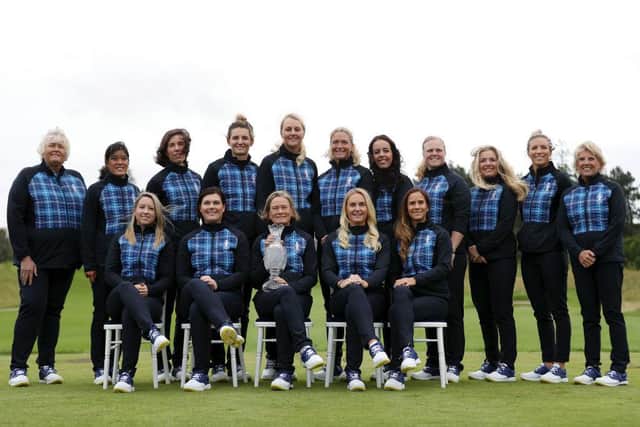 Kathryn Imrie, far right, with the rest of the European team, captain Catriona Matthew and other vice captains at the 2019 Solheim Cup at Gleneagles. Picture: Naomi Baker/Getty Images.