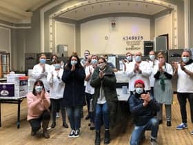 Staff at Leith Theatre and Empty Kitchens Full Hearts give a round of applause to all the volunteers who have taken part in fighting food poverty in the Capital