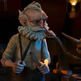 Left to right: Gepetto (voiced by David Bradley) and Pinocchio (voiced by Gregory Mann) in Guillermo del Toro's Pinocchio PIC: Netflix © 2022