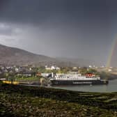 MV Hebrides docks at Tarbert, Harris, Outer Hebrides