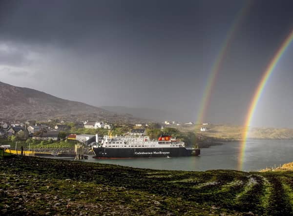 MV Hebrides docks at Tarbert, Harris, Outer Hebrides