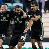 Celtic's Cameron Carter-Vickers celebrates his goal in the 3-1 win over Hibs at Easter Road.