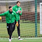 Hibs goalkeepers Ofir Marciano and Matt Macey in training. Photo by Mark Scates / SNS Group