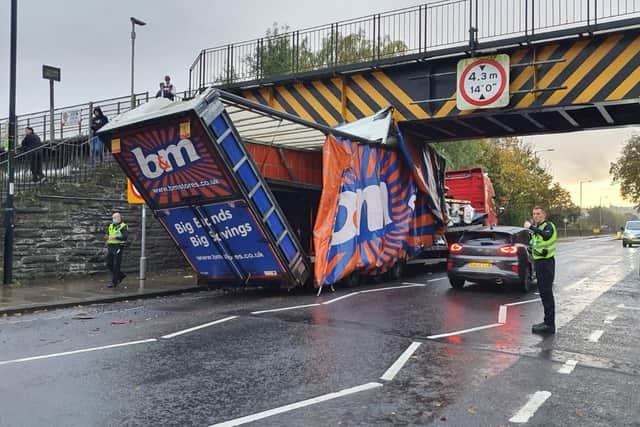 The incident at the bridge in Tay Street happened at around 3.40pm. Police officers attended but there are no reports of any injuries. Pic: Michael Gillen