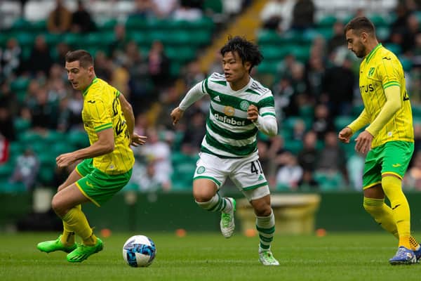 Celtic's Reo Hatate in action during the 2-0 friendly win over Norwich City.  (Photo by Ewan Bootman / SNS Group)