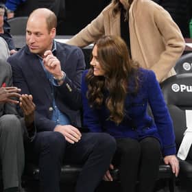 Prince William and Kate watch the NBA basketball game between the Boston Celtics and the Miami Heat at TD Garden.