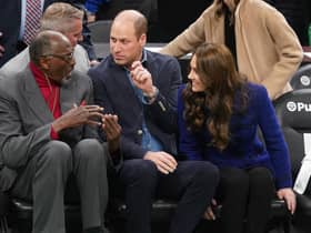 Prince William and Kate watch the NBA basketball game between the Boston Celtics and the Miami Heat at TD Garden.