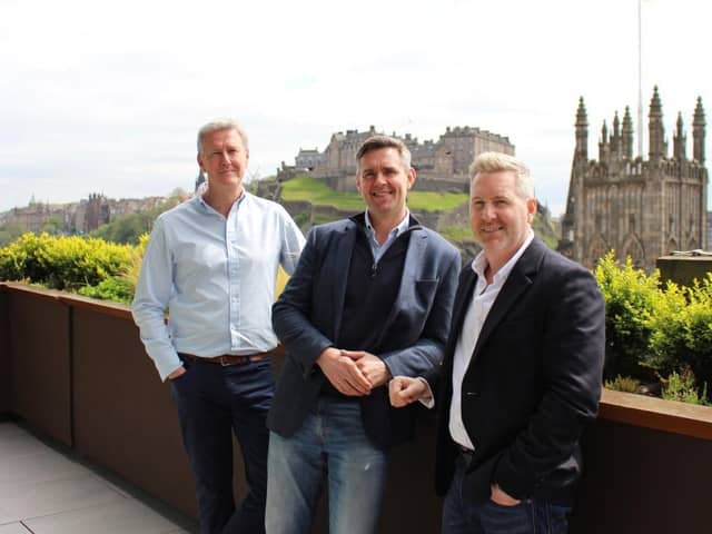 Malcolm Stewart, Richard Simpson and David Lewis, pictured after agreeing the deal to combine the two businesses.